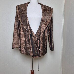 Patra Woman Long Sleeves Blazer Metallic Copper Stretch Velvet Black Size 22
